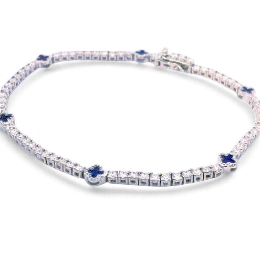 Genuine Diamond + Sapphire Bracelet .925